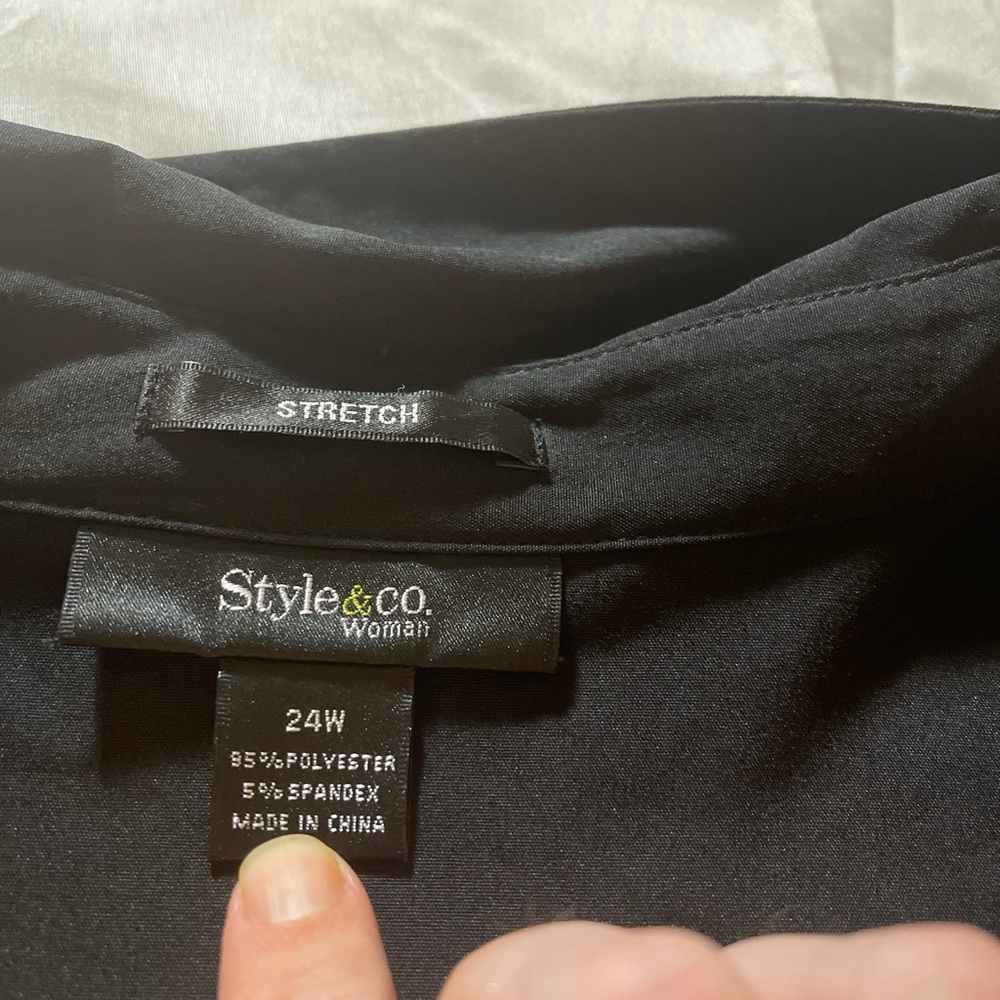 Style & Co Women’s 24W Black Button Up Blouse Long Sleeve Stretch Plus Size top - Picture 12 of 13